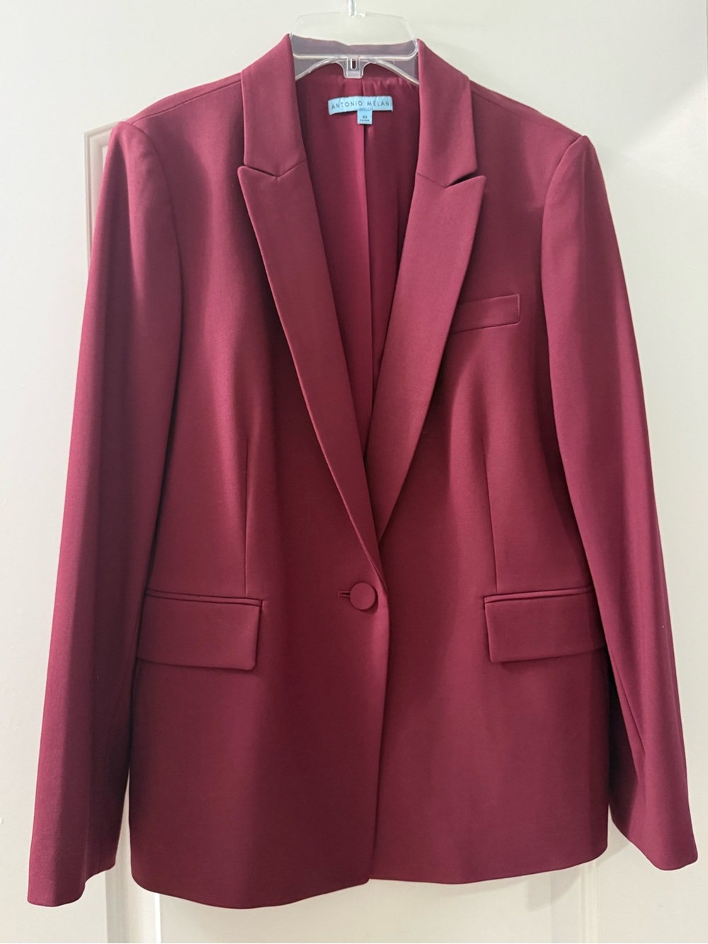 ANTONIO MELANI Burgundy Single-Button Tailored Blazer